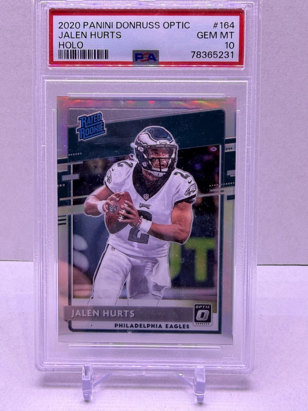 Jalen Hurts — 2020 Panini Donruss Optic Rated Rookie #164, Holo