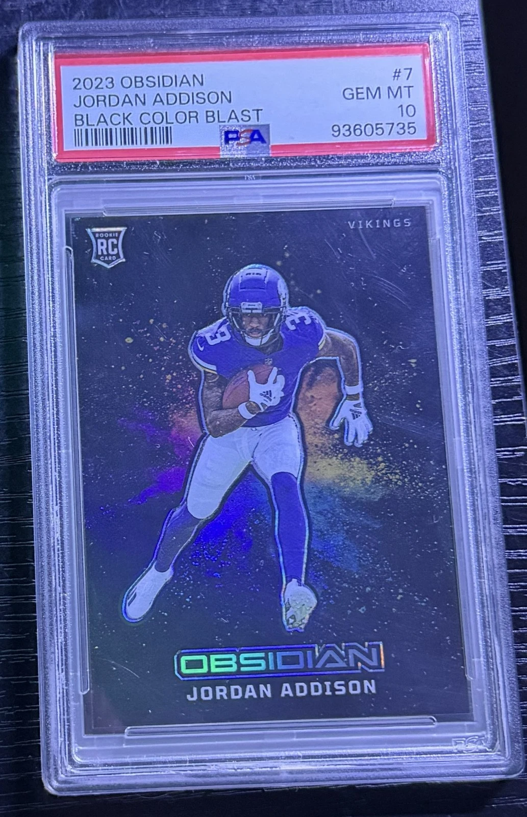 Jordan Addison — 2023 Panini Obsidian RC #7, Black Color Blast